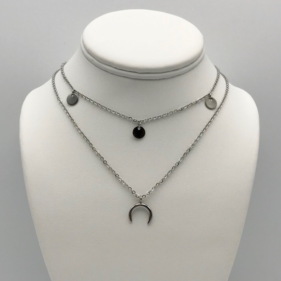 Moon 🌙 Layered Necklace | Stainless Steel - Picture 2 of 5